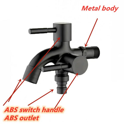 1/2" Dual Outlet Faucet Adapter – Double Control Water Tap, One-In-Two-Out Washing Machine & Bidet Bathroom Sink Connector Valve