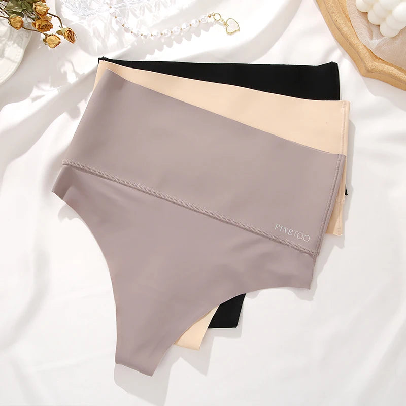 4PCS Seamless Ice Silk Panties Set for Women – Low Waist G-String, Soft Ultra-Thin Sexy Underwear Briefs