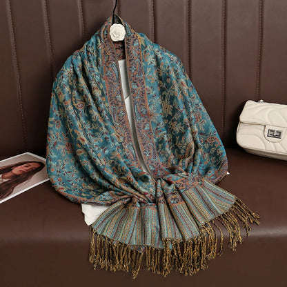 Luxury Autumn Cashmere Pashmina Shawl – Warm Winter Scarves for Women, Printed Cotton Foulard Stole Scarf 2023