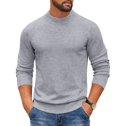 Men's Mock Turtleneck Ribbed Sweater - Heavyweight Slim Fit Warm Knit Pullover Casual Streetwear Top