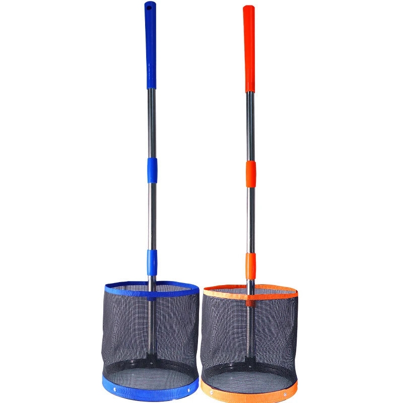 Huieson Table Tennis Ball Picker Bucket with 99cm Detachable Stainless Steel Pole – Professional Ping Pong Training Ball Collection Tool, 23x23cm Storage Bucket for Easy Practice Pickup
