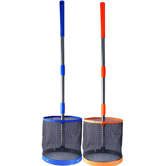 Huieson Table Tennis Ball Picker Bucket with 99cm Detachable Stainless Steel Pole – Professional Ping Pong Training Ball Collection Tool, 23x23cm Storage Bucket for Easy Practice Pickup