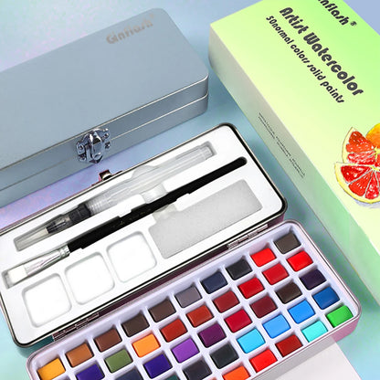 50/90 Color Solid Watercolor Paint Set – Glitter Pigments with Portable Metal Box & Squirrel Hair Brush for Nail Art