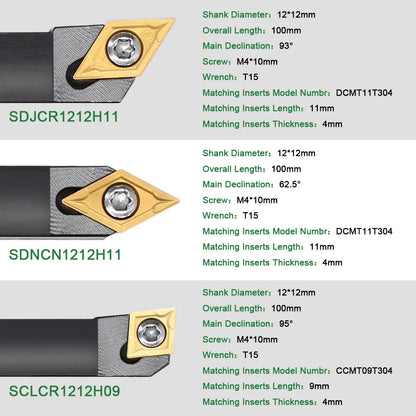 8-16mm Lathe Turning Tool Holder — Boring Bar & CNC Metal Cutter Rod with Shank and Inserts