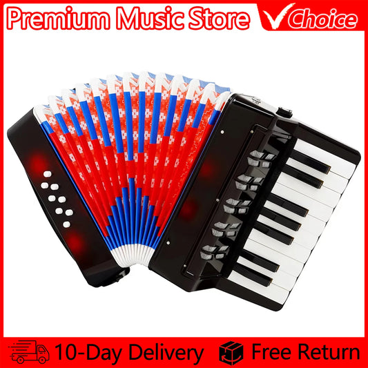 17-Key 8-Bass Accordion Toy - Musical Piano Keyboard Rhythm Training Instrument for Beginners