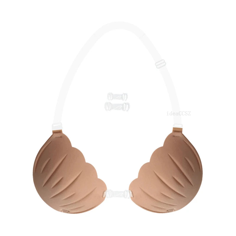 Adhesive Silicone Push-Up Bra - Invisible Backless Lingerie with Transparent Straps for Women