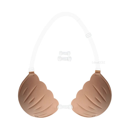 Adhesive Silicone Push-Up Bra - Invisible Backless Lingerie with Transparent Straps for Women