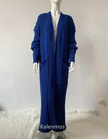 Knit Cardigan for Women – Long Green Crochet Jacket, Loose Long Sleeve Autumn/Spring Winter Sweater, 2023 Warm Jumper Coat