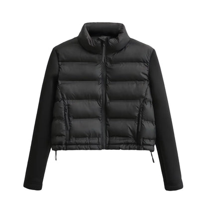 2024 Women’s Autumn & Winter Splicing Cotton Jacket – European & American Style Fashionable Short Outerwear