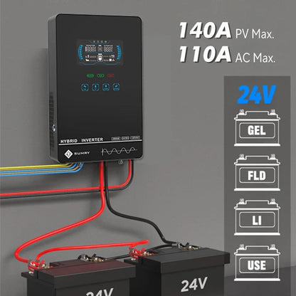 Sumry 4KW Off Grid Solar Inverter - 24V Pure Sine Wave MPPT Charger with LCD Display