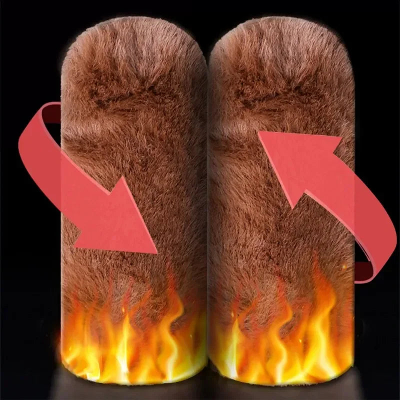 Winter Motorcycle Handlebar Warm Grip Covers – Simulated Plush Thick Gloves for Scooters & Universal Hand Warmer Protection