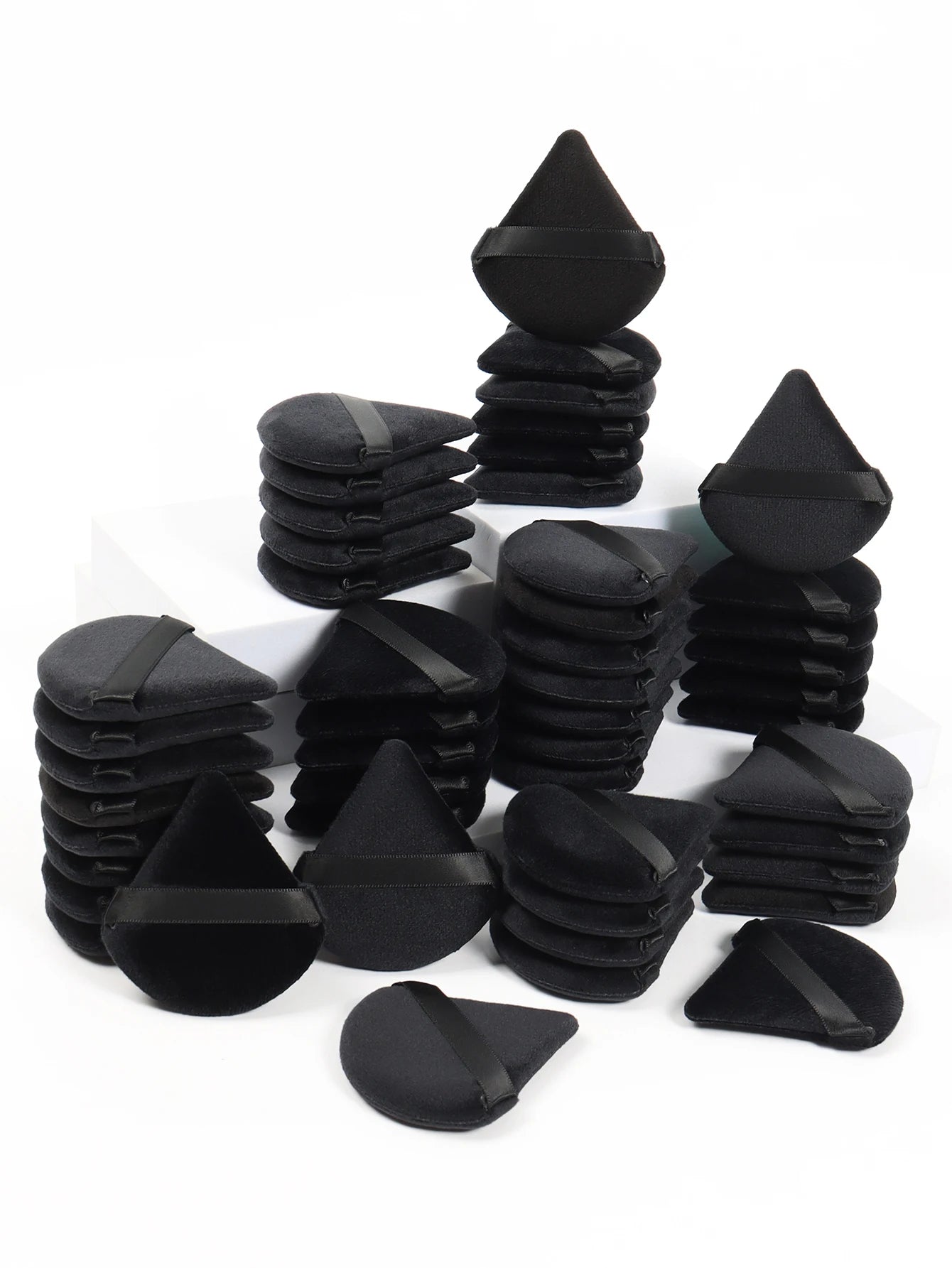 Black Triangle Makeup Puff - Soft Velvet Facial Sponge for Foundation Blending and Cosmetic Application