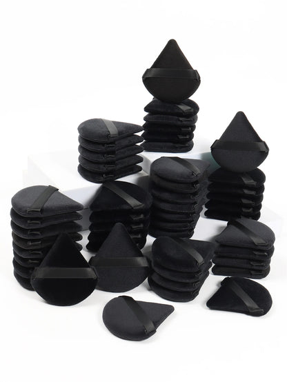 Black Triangle Makeup Puff - Soft Velvet Facial Sponge for Foundation Blending and Cosmetic Application