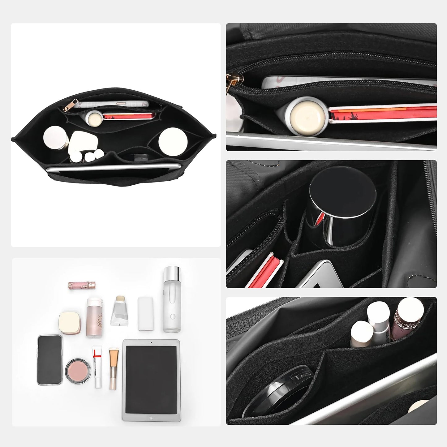 Felt Insert Bag for Longchamp Handbag - Portable Makeup & Purse Organizer Liner for Travel