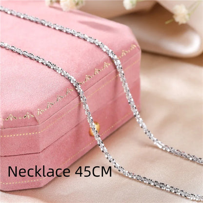 Authentic S925 Sterling Silver Necklace – 2mm Sparkling Collarbone Sweater Chain, Elegant Jewelry Gift for Women