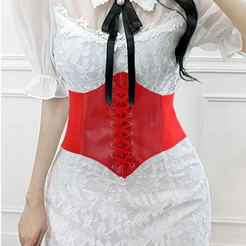 Women’s Leather Corset Waist Belt Shapewear – High Waist Slimming Cummerbund Strap Bustier Body Shaping Fashion Accessories