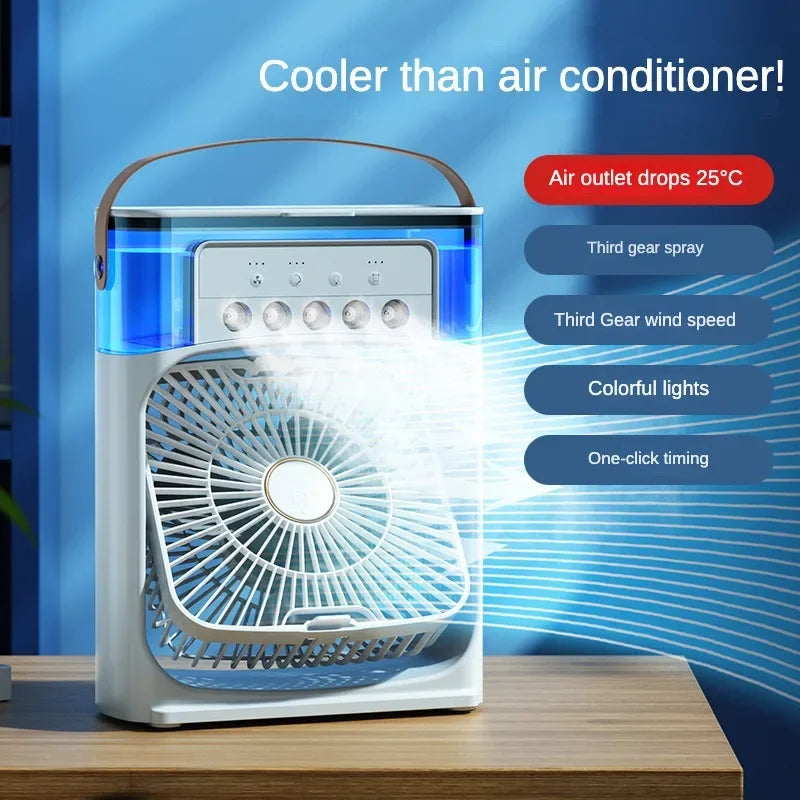 Portable Air Conditioner & Humidifier: Hydrocooling Small Air Cooler with 3-Speed Fan Adjustment - Ideal for Office and Household Use
