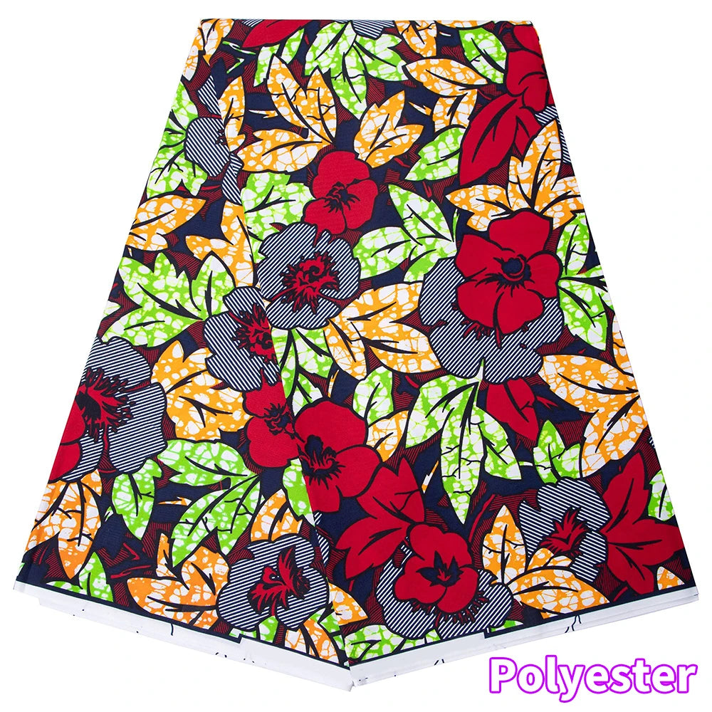 Ankara African Wax Print Fabric - Batik Pagne Polyester Material for DIY Sewing, Patchwork & Wedding Dress Craft