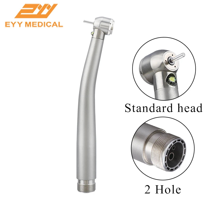 EYY Dental LED High-Speed Handpiece — Ceramic Bearing E-Generator, 2/4 Hole Stainless Steel Dental Tool