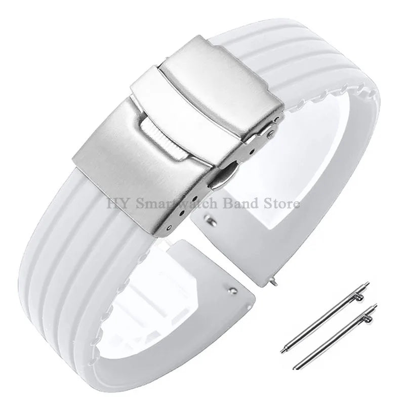 Quick Release Silicone Watch Strap 18–24mm – Sport Rubber Band for Huawei Watch GT2/3/4, Omega, Seiko, Fossil
