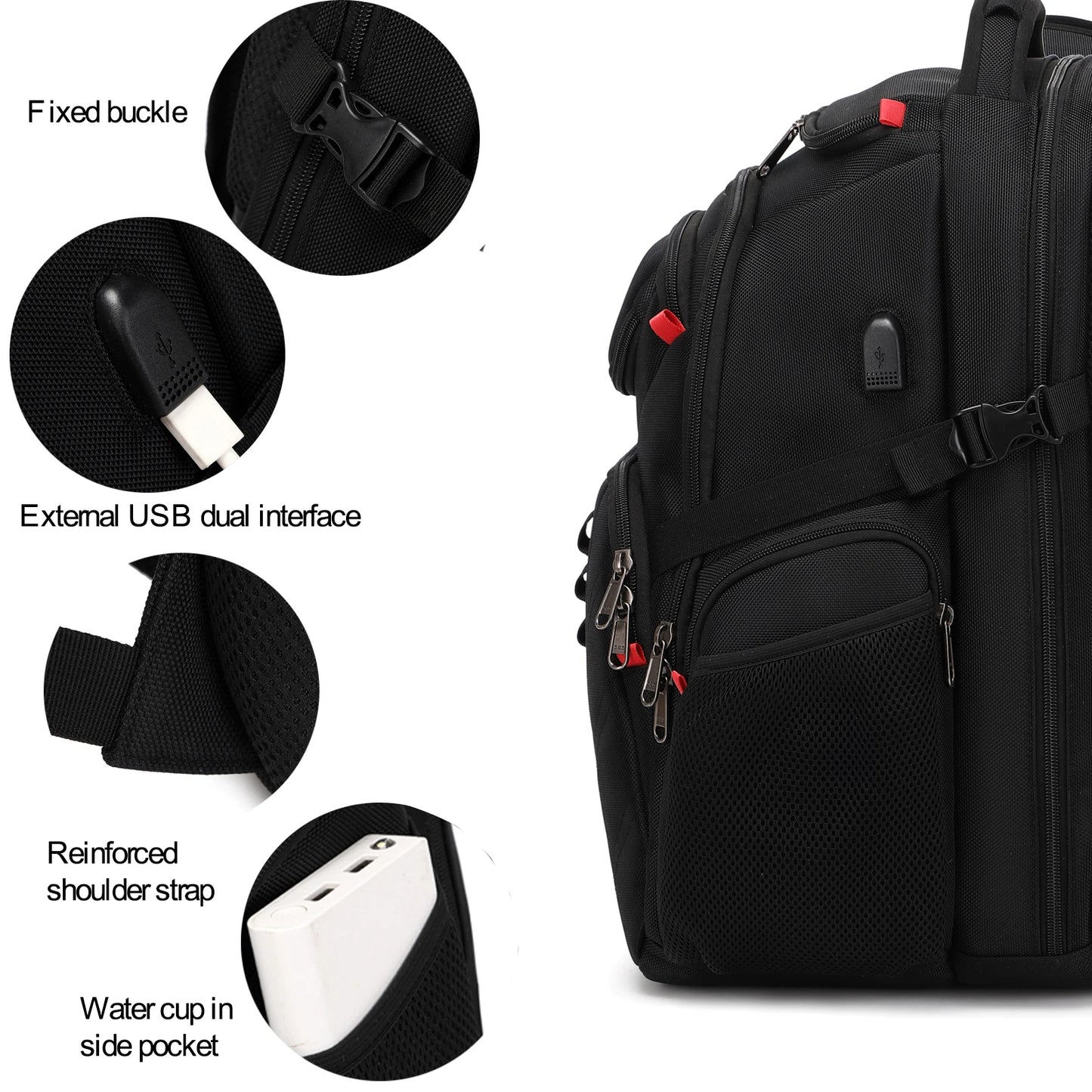 17-Inch Travel Laptop Backpack with USB - Waterproof Durable Business and University Backpack for Men and Women