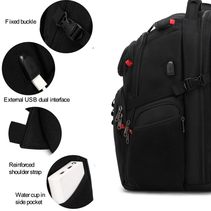 17-Inch Travel Laptop Backpack with USB - Waterproof Durable Business and University Backpack for Men and Women