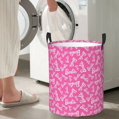 Custom Barbie Logo Laundry Basket – Collapsible Large Capacity Clothes Storage Bin, Disney Baby Hamper