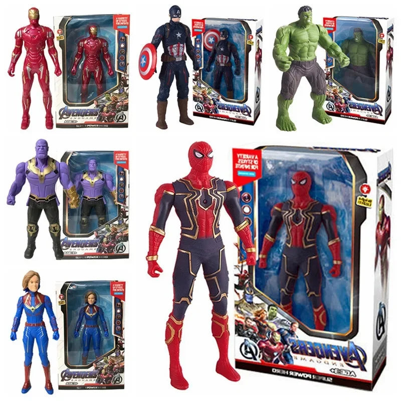17cm Marvel Spider-Man & Iron Man Action Figures – Luminous Anime Toys for Kids & Collectors