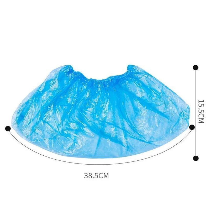 100PCS Disposable Waterproof Boot Covers – Non-Slip Plastic Overshoes for Rain & Mud Protection