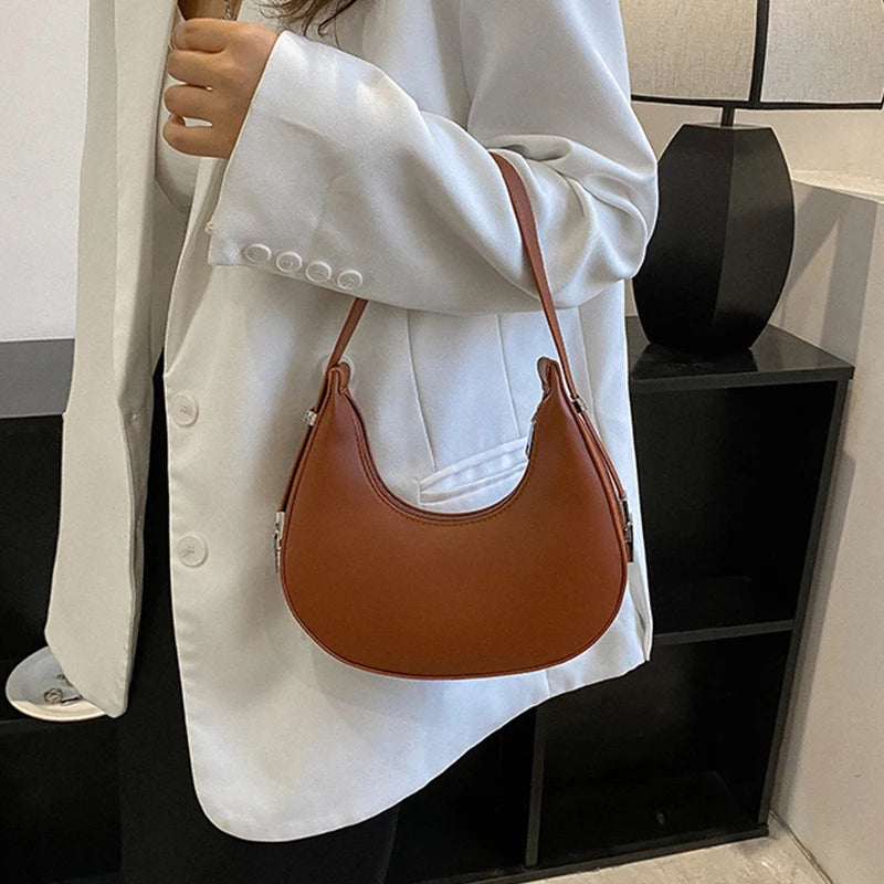 Fashion Luxury PU Leather Hobo Shoulder Bag – Small Clutch Handbag, Underarm Purse, Travel Tote for Women
