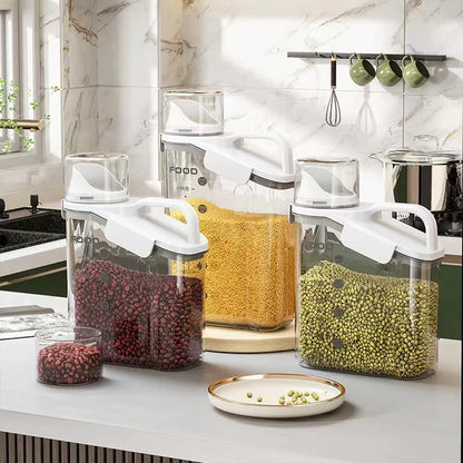 Airtight Rice Storage Container with Measuring Cup - Cereal & Dry Food Dispenser, BPA-Free Pet Food Box for Dogs & Cats