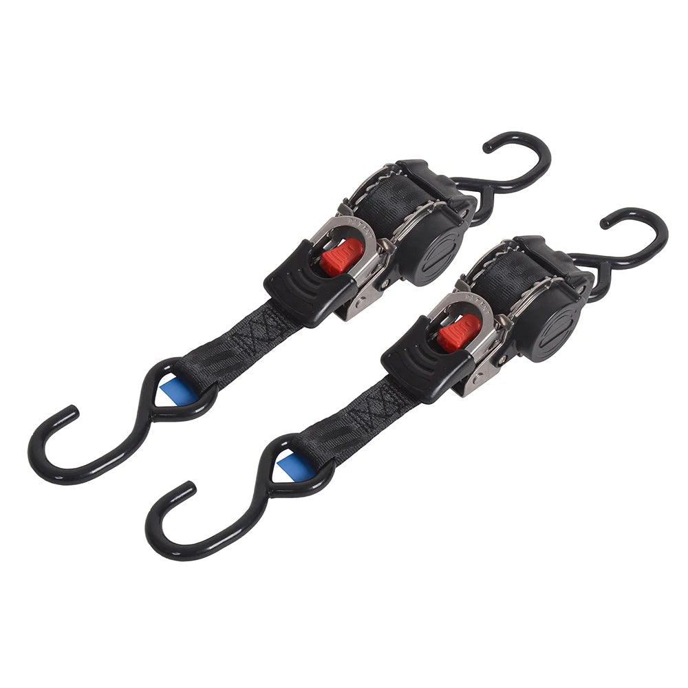 2 Pack Bolt-On Retractable Ratchet Tie Down Straps – Heavy Duty Stainless Steel Auto Retracting Cargo Securing Straps for Transport & Truck Use
