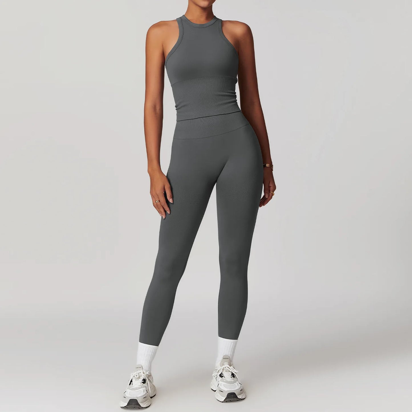 Women’s Seamless 2/3 Piece Yoga Set – Fitness Workout Sportswear with Leggings, Sports Bra & Long Sleeve Gym Outfit