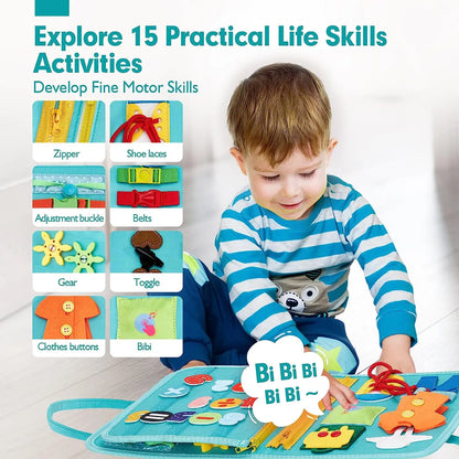 Montessori Busy Board Toy for Toddlers – Fine Motor Skills, Educational Learning Activities & Life Skills Sensory Toy
