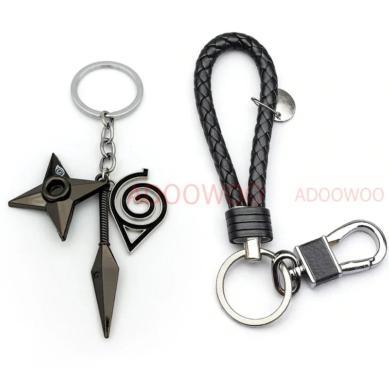 Bandai Naruto Red Cloud Alloy Keychain Set – 20 Styles Anime Woven Leather Rope Charm Car Pendant Punk Jewelry Gift Accessories