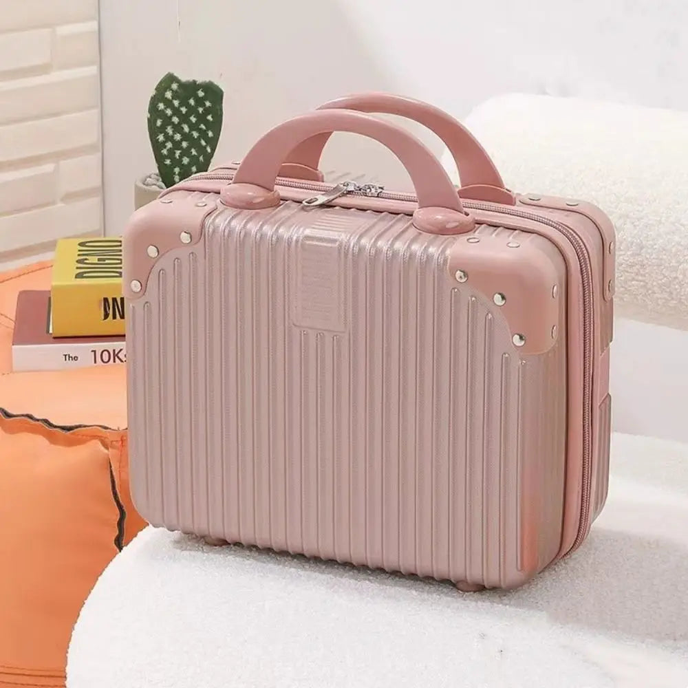 14-Inch Mini Travel Suitcase Cosmetic Box - Hand Luggage Organizer with Password Lock, Small Makeup Case for Boarding