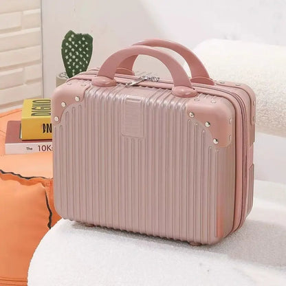 14-Inch Mini Travel Suitcase Cosmetic Box - Hand Luggage Organizer with Password Lock, Small Makeup Case for Boarding
