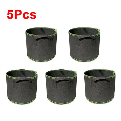 Vegetable/Flower Grow Bags – 1-5 Pcs, 1-12 Gallons Non-Woven Aeration Fabric Pots with Handles