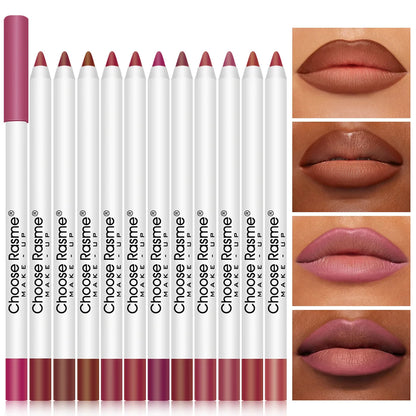 12-Color Waterproof Matte Lip Liner Pencil Set – Long-Lasting, Non-Stick, Sexy Lip Contour Makeup