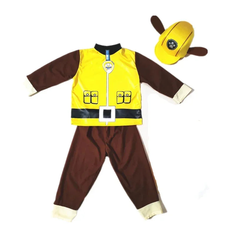 Anime Dog Patrol Kids Costume Set – Tops, Pants, Backpack & Hat for Marshall, Chase, Skye, Zuma, Rubble Halloween Cosplay