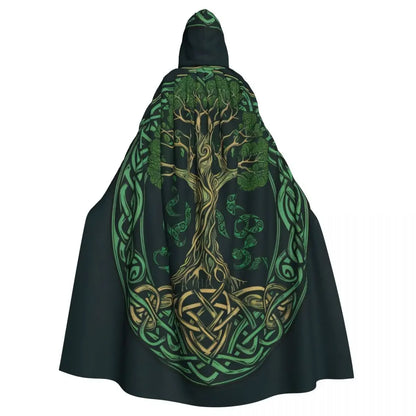 Tree of Life Celtic Cloak – Hooded Medieval Costume for Adults, Witch, Wicca, Vampire & Elf Purim Carnival Party