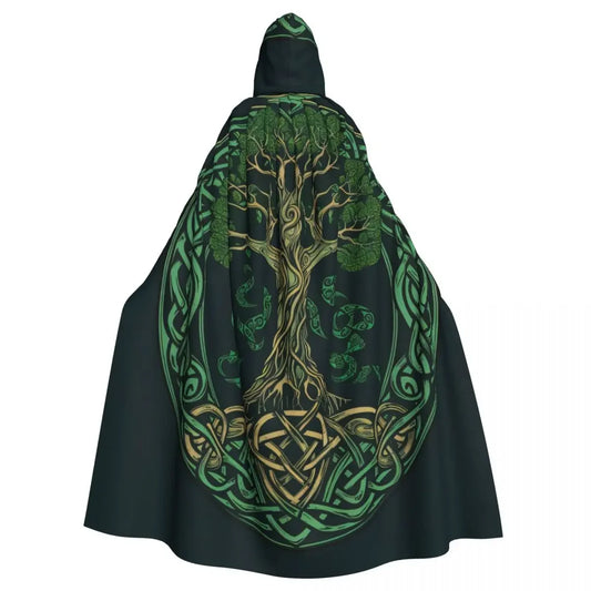 Tree of Life Celtic Cloak – Hooded Medieval Costume for Adults, Witch, Wicca, Vampire & Elf Purim Carnival Party