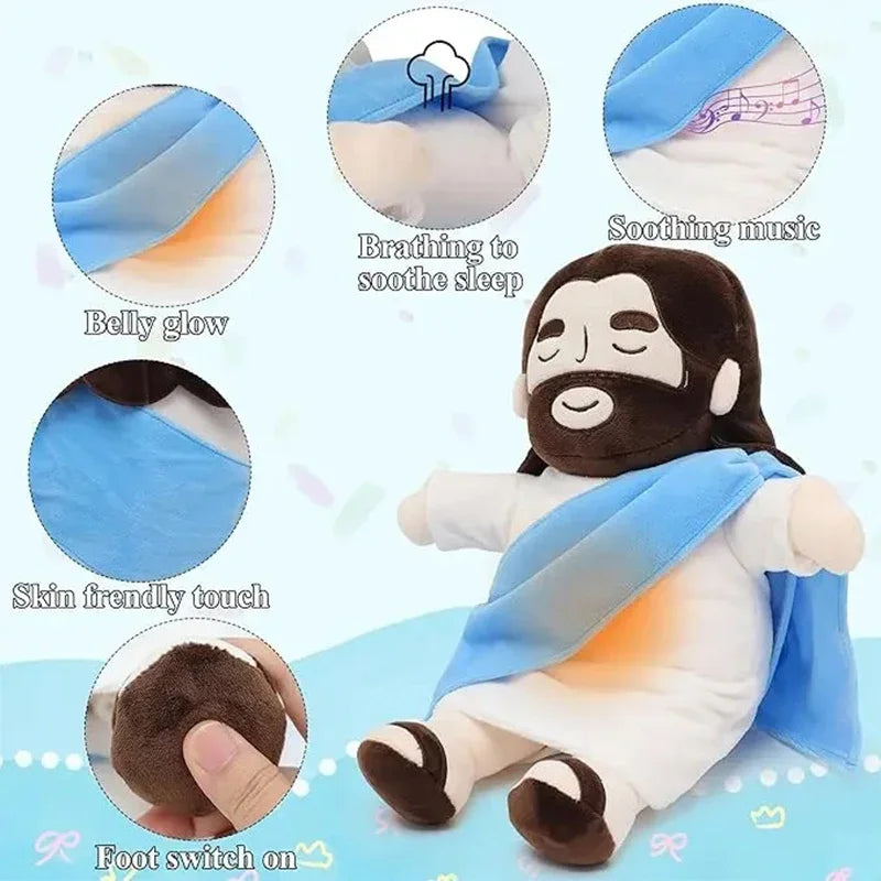 Breathing Jesus Plush Toy for Babies – Soothing Doll with Four-Gear Music Adjustment, Sleep Companion & Christmas Gift