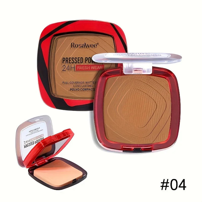 Full Coverage Pressed Powder Foundation with Puff – 24H Long Lasting Matte Oil Control Face Makeup for Smooth Flawless Finish
