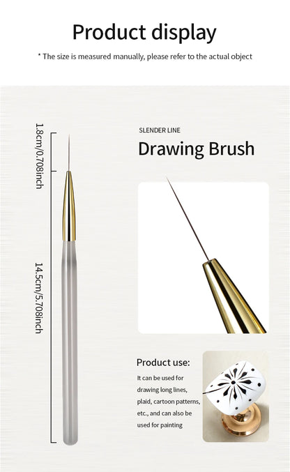 RSNAIL Nail Art Liner Brushes — 18mm Slender Long Line Painting Pen for French Stripe Nail Art, UV Gel DIY Manicure Tool