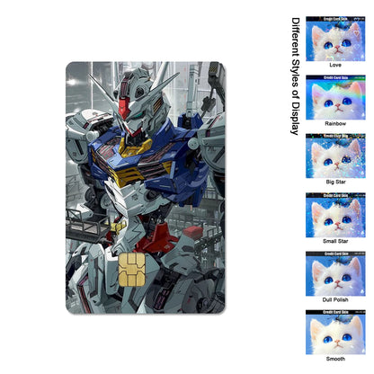 Gundam RX-78-2 & ZGMF-X19A Card Stickers - 2.5D HD Matte Waterproof PVC Skins for Credit and Debit Cards
