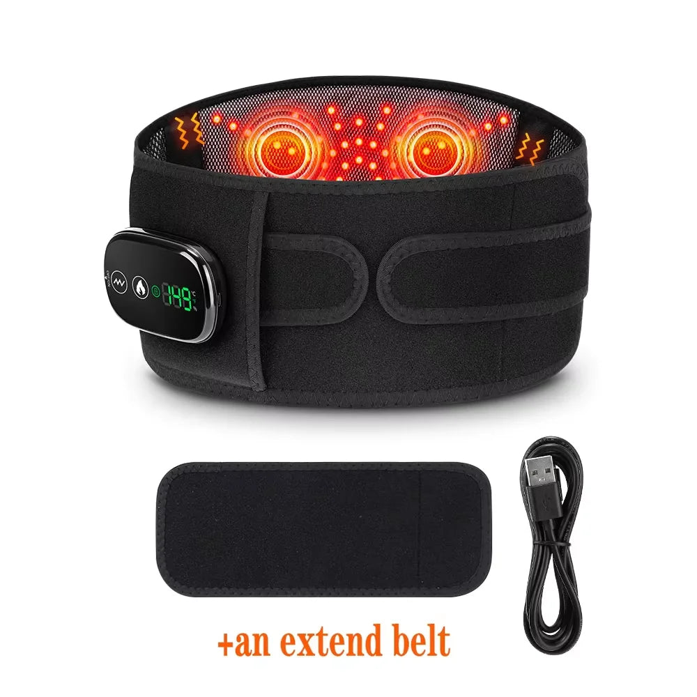 Cordless Heated Waist Belt Massager – Lumbar Support with Vibration Massage for Lower Back Pain Relief