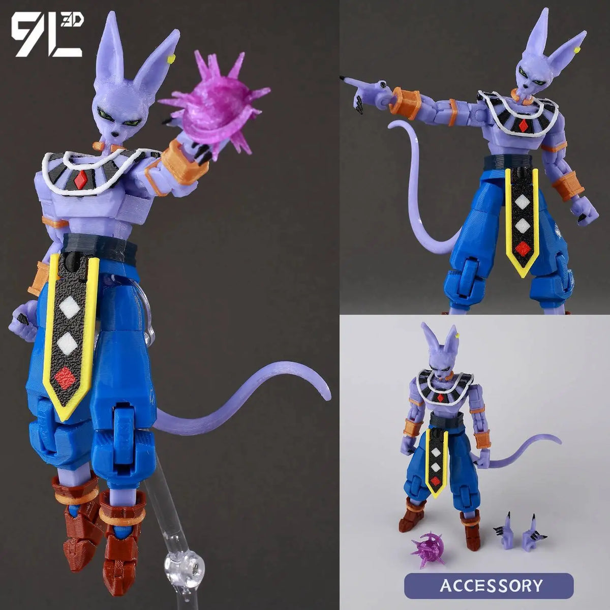 9L3D Articulated Lucky13 & Dummy13 Action Figure - Dragon Ball Goku, Vegeta & Beerus Anime Collectible Toy for Boys