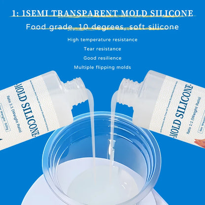 DIY Silicone Mold Making Kit — AB 1:1 Liquid Rubber, Fast-Curing Silicone for Mold Casting, 200g/500g