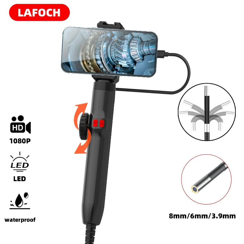 360° Articulating Borescope Camera - LED Endoscope Inspection Tool for Android & iOS Phones